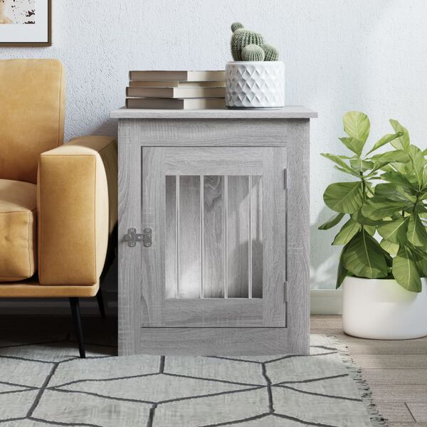 vidaXL Nábytková prepravka pre psa sivá sonoma 55x75x65cm kompoz.drevo