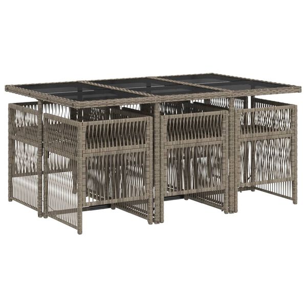 vidaXL 7-dielna z&aacute;hradn&aacute; jed&aacute;lensk&aacute; sada s podložkami siv&aacute; polyratan