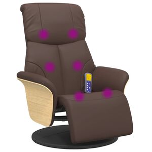 vidaXL Mas&aacute;žne skl&aacute;pacie kreslo s podnožkou hned&eacute; umel&aacute; koža