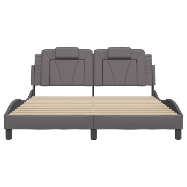 vidaXL R&aacute;m postele Viana bez matraca siv&yacute; 160x200 cm umel&aacute; koža