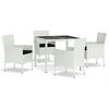 vidaXL 5-dielna záhradná jedálenská sada s podložkami biela polyratan