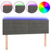vidaXL Čelo postele s LED tmavosiv&eacute; 144x5x78/88 cm zamat