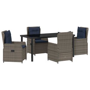 vidaXL Z&aacute;hradn&yacute; jed&aacute;lensk&yacute; set 5 pcs Siv&aacute; Poly ratan