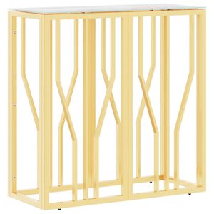 vidaXL Konzolov&yacute; stol&iacute;k zlat&yacute; 70x30x70 cm nehrdzavej&uacute;ca oceľ a sklo