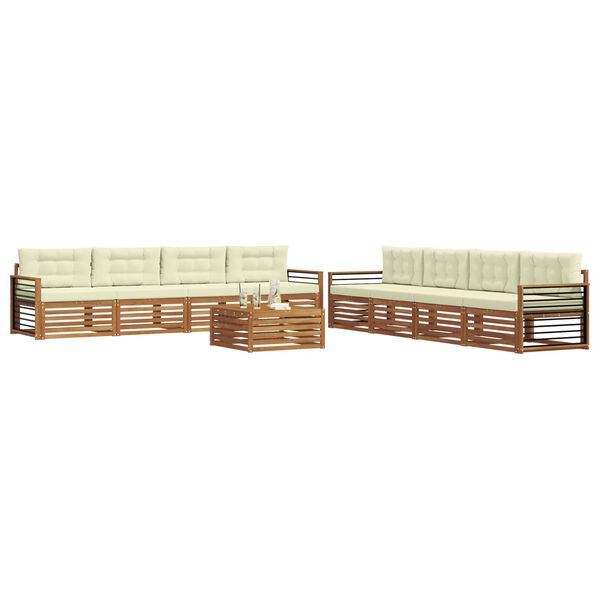 vidaXL Z&aacute;hradn&aacute; s&uacute;prava gaučov s vank&uacute;&scaron;om 9 pcs Pr&iacute;rodn&aacute; a kr&eacute;mov&aacute;