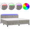 vidaXL Posteľ boxsping s matracom a LED bledosiv&aacute; 200x200 cm zamat