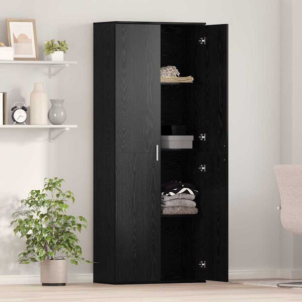 vidaXL Highboard Čierny dub 70 x 33.5 x 180 cm Kompozitn&eacute; drevo