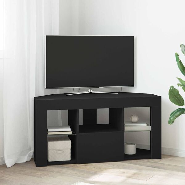 vidaXL Rohov&yacute; LED TV kabinet Čierna 100 x 40 x 50 cm Kompozitn&eacute; drevo