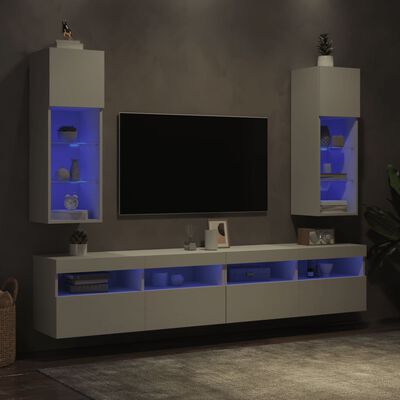 vidaXL TV skrinky s LED svetlami 2 ks biele 30,5x30x90 cm