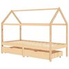 vidaXL R&aacute;m detskej postele so z&aacute;suvkami 90x200 cm borovicov&yacute; mas&iacute;v