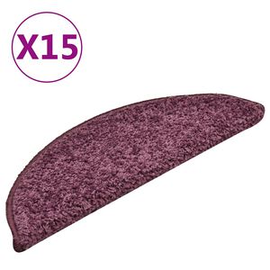 vidaXL Schodov&eacute; rohože 15 ks 56x17x3 cm tmavo fialov&eacute; polkruhov&eacute;