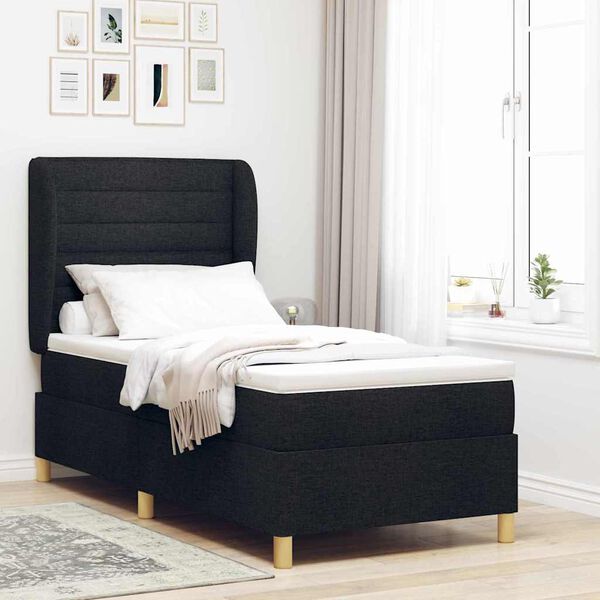 vidaXL Boxspring posteľ s matracom tmavo&scaron;ed&aacute; 90x190 cm Čierna l&aacute;tka
