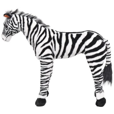 vidaXL Stojaca plyšová zebra, čierno-biela, XXL