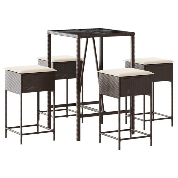 vidaXL 5-dielna z&aacute;hradn&aacute; jed&aacute;lensk&aacute; s&uacute;prava hned&aacute; polyratan