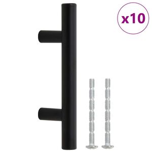 vidaXL Rukov&auml;te na skrinku 10 ks čierna rozstup otvorov 64 mm celkov&aacute; dĺžka 100 mm nehrdzavej&uacute;ca oceľ