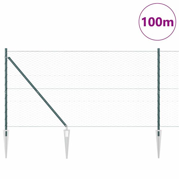 vidaXL Stĺp na plot. Zelen&aacute; 100 x 1,4 m (36 mm sieť) Ocel a PVC
