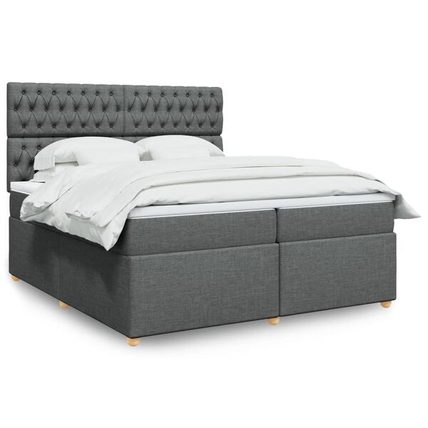 vidaXL Boxspring posteľ s matracom tmavosiv&aacute; 200x200 cm l&aacute;tka