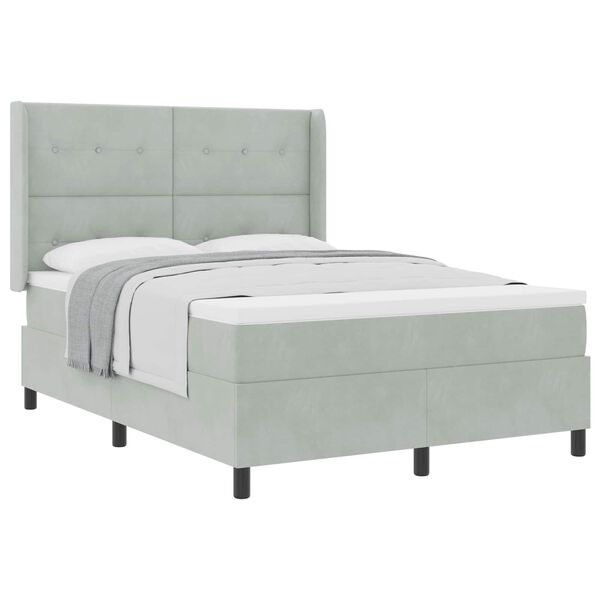 vidaXL Posteľ s pružinov&yacute;m r&aacute;mom Svetlosiv&aacute; 160 x 200 cm Zamat