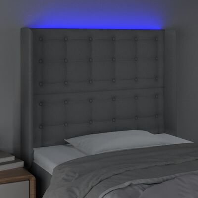 vidaXL Čelo postele s LED bledosivé 103x16x118/128 cm látka