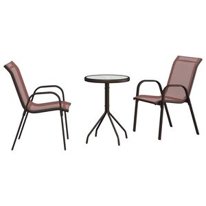 vidaXL Záhradný bistro set 3 pcs Hnedá Oceľ
