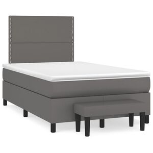 vidaXL Boxspring posteľ s matracom siv&aacute; 120x190 cm umel&aacute; koža