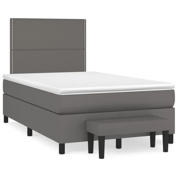 vidaXL Boxspring posteľ s matracom siv&aacute; 120x190 cm umel&aacute; koža
