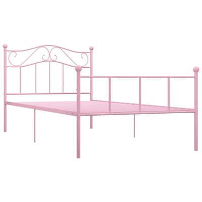 vidaXL Posteľný rám, ružový, kov 100x200 cm