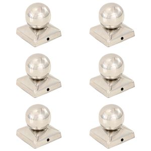 vidaXL Kryty na plotov&eacute; stĺpiky 6 ks s guľou, oceľ 71x71 mm