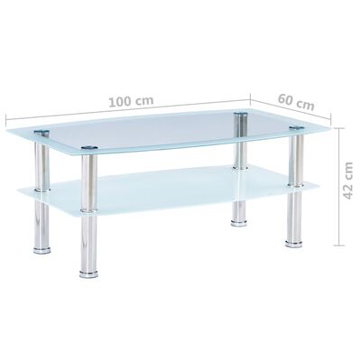 vidaXL Konferenčný stolík biely 100x60x42 cm tvrdené sklo