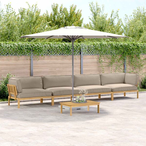 vidaXL Sada pohoviek s vank&uacute;&scaron;om 5 pcs Sivohned&aacute; Pevn&eacute; ak&aacute;ciov&eacute; drevo