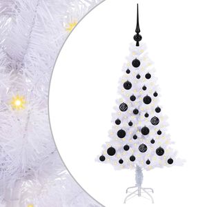vidaXL Umel&yacute; vianočn&yacute; stromček s 150 LED-i Biela 120 cm PVC a oceľ