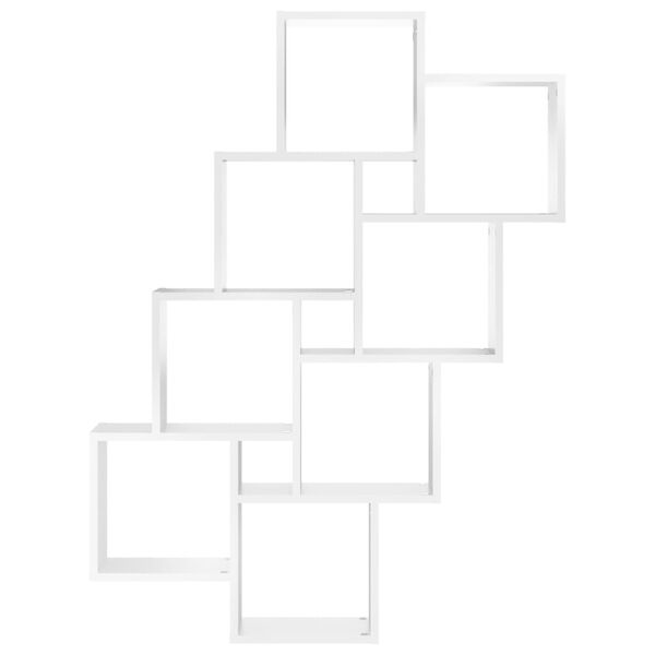 vidaXL Nástenná polica, kocky, biela 90x15x119 cm, kompozitné drevo