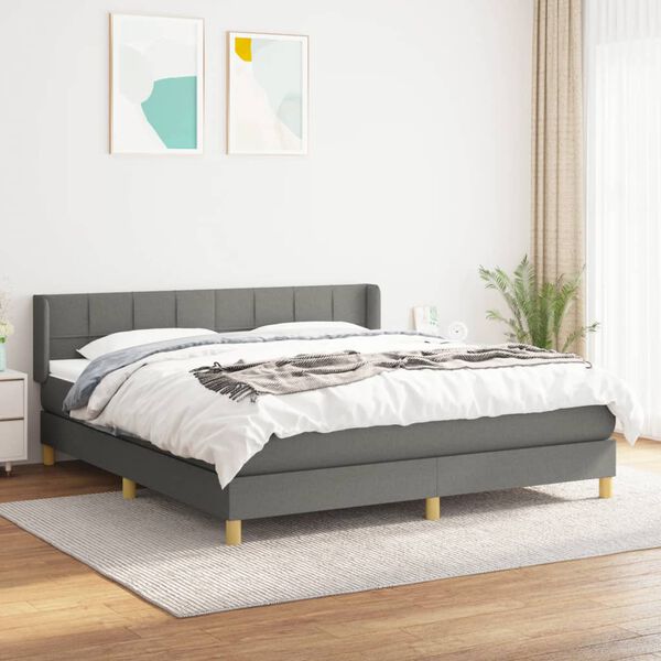 vidaXL Boxspring posteľ s matracom tmavosiv&aacute; 160x200 cm l&aacute;tka