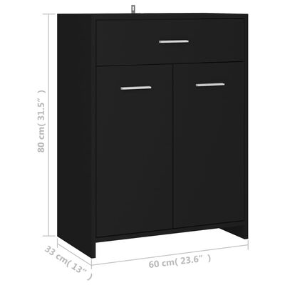 vidaXL Kúpeľňová skrinka, čierna 60x33x80 cm, kompozitné drevo