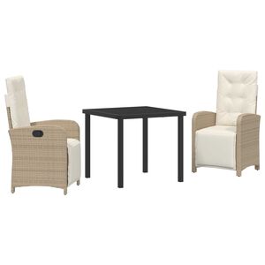 vidaXL Z&aacute;hradn&yacute; jed&aacute;lensk&yacute; set s vank&uacute;&scaron;om 3 pcs B&eacute;žov&aacute; polyratan