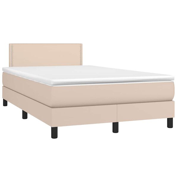 vidaXL Boxspring posteľ+matrac a LED, kapuč&iacute;nov&aacute; 120x190cm, umel&aacute; koža
