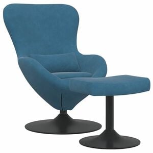 vidaXL Vajcov&aacute; stolička s taburetkou with Footstool Modr&aacute; Zamat