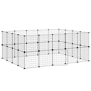 VidaXL 36-panelov&aacute; klietka pre dom&aacute;ce zvierat&aacute; čierna 35x35 cm oceľ