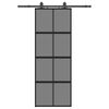 vidaXL Posuvn&eacute; dvere s kovan&iacute;m čierne 76x205 cm tvrden&eacute; sklo