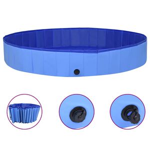 vidaXL Skladac&iacute; baz&eacute;n pre psov modr&yacute; 300x40 cm PVC