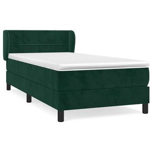 vidaXL Posteľn&yacute; r&aacute;m boxsping s matracom tmavozelen&yacute; 80x200 cm zamat