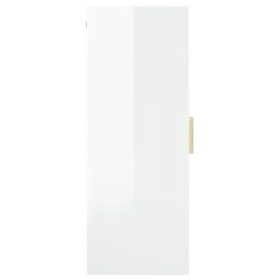 vidaXL Závesná nástenná skrinka lesklá biela 69,5x34x90 cm