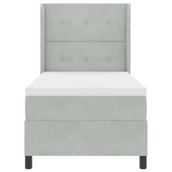 vidaXL Posteľ s pružinov&yacute;m r&aacute;mom Svetlosiv&aacute; 90 x 190 cm Zamat