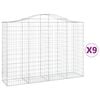 vidaXL Oblúkové gabionové koše 9 ks 200x50x140/160 cm pozink. železo