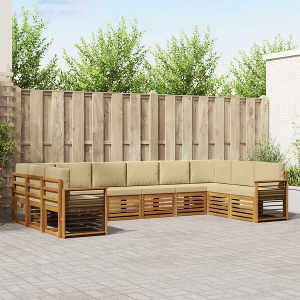 vidaXL S&uacute;pravy pohoviek 10 pcs Pr&iacute;rodn&aacute; a b&eacute;žov&aacute; Pevn&eacute; ak&aacute;ciov&eacute; drevo