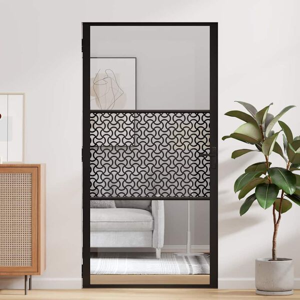 vidaXL Vnútorné dvere Čierna 102.5 x 201.5 cm Tvrdené sklo a hliník