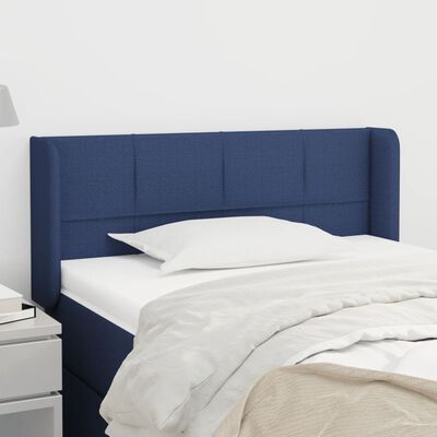 vidaXL Čelo postele so záhybmi modrý 93x16x78/88 cm látka