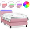 vidaXL Posteľn&yacute; r&aacute;m boxsping s matracom a LED ružov&yacute; 120x220 cm zamat