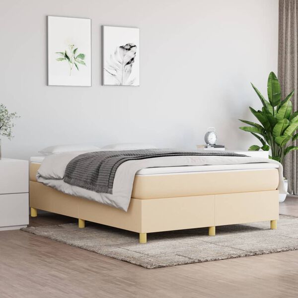 vidaXL Boxspring posteľ s matracom kr&eacute;mov&yacute; 140x190 cm l&aacute;tka