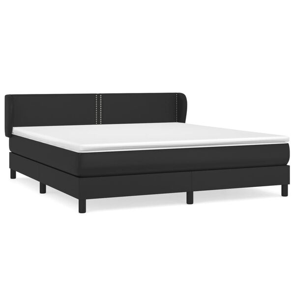 vidaXL Boxspring posteľ s matracom čierna 180x200 cm umel&aacute; koža